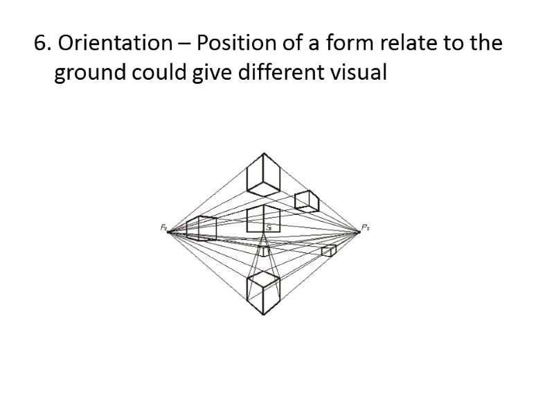 6. Orientation – Position of a form relate to the ground could give different